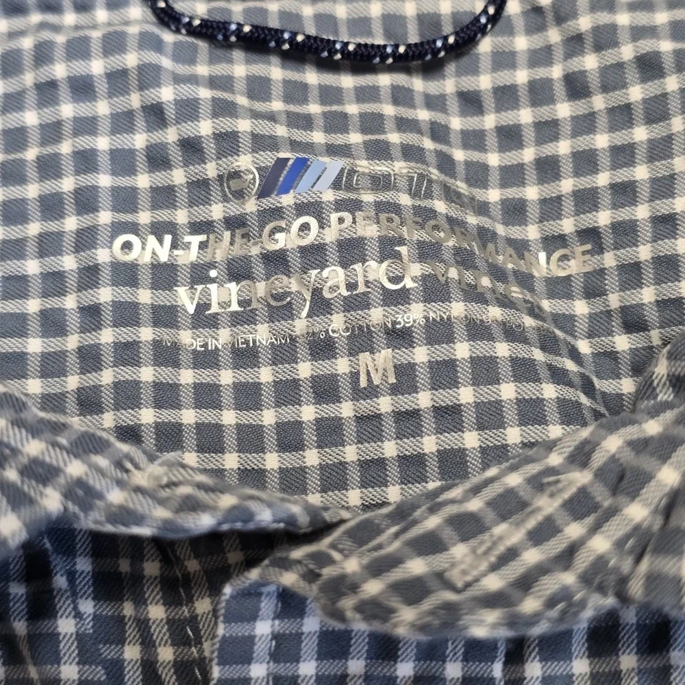 Vineyard Vines Blue OTG Performance Gingham Check Button‎ Down Shirt Men's Sz M